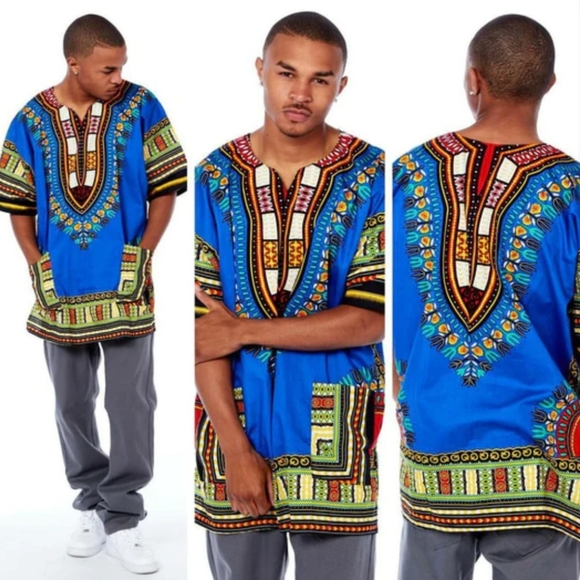 Western African Dashiki Tunic Top Size Medium In Blue Size: US Medium. - Picture 9 of 9